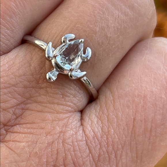 NWT Natural Aquamarine Turtle Ring in 925 Sterling Silver - Picture 8 of 9